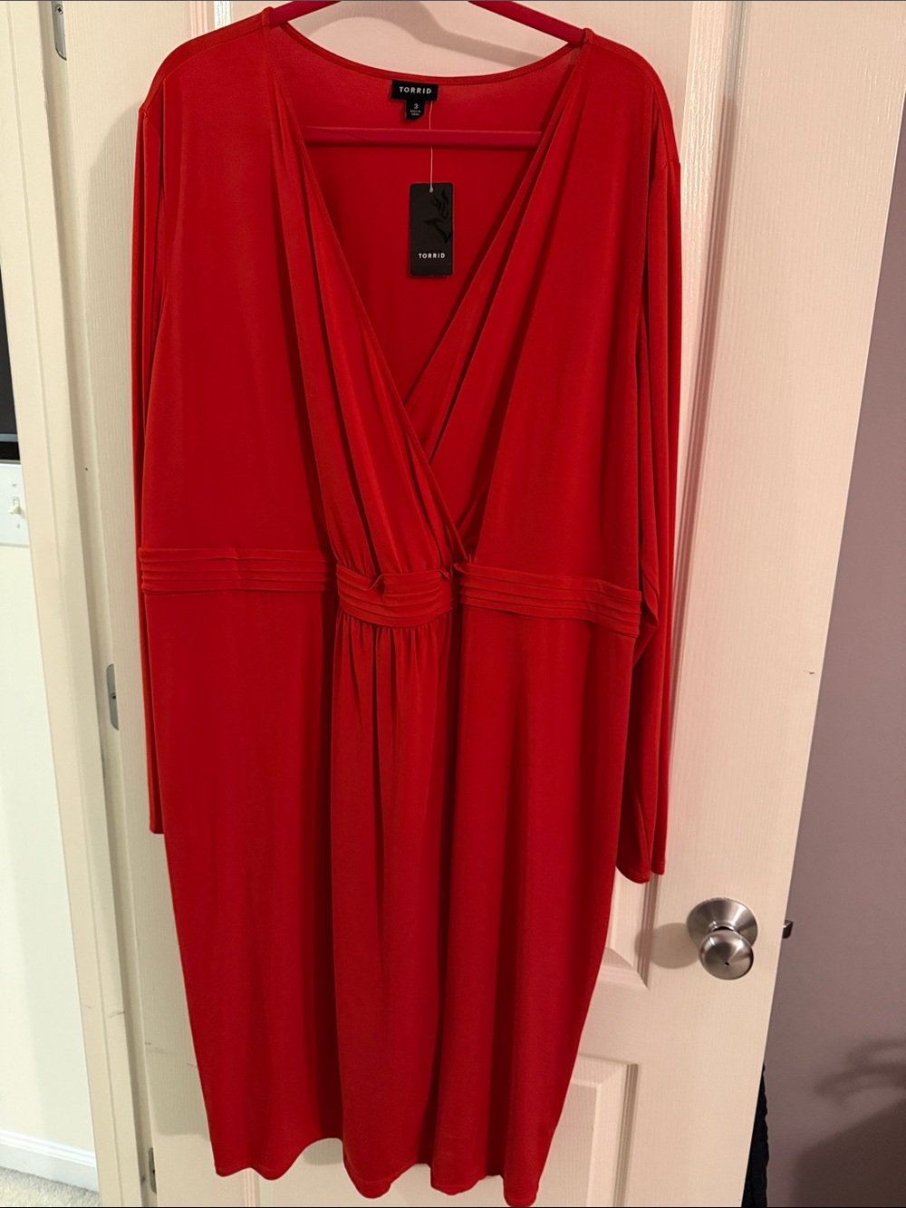 torrid Red Surplice Long Sleeve Wrap-Style Dress - Size 3
